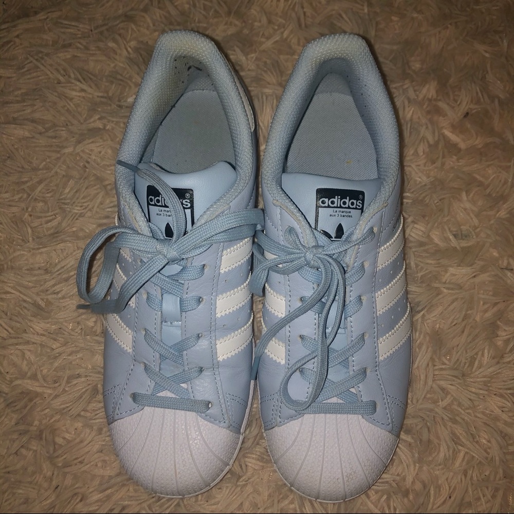 Baby Blue Adidas Superstars